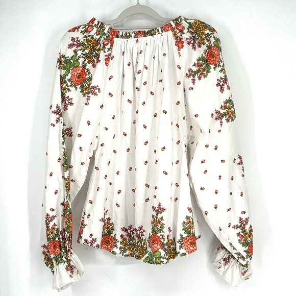 Anthropologie x Kinga Csilla Tunic Small Boho Peasant Oversize Floral Linen - Picture 12 of 12